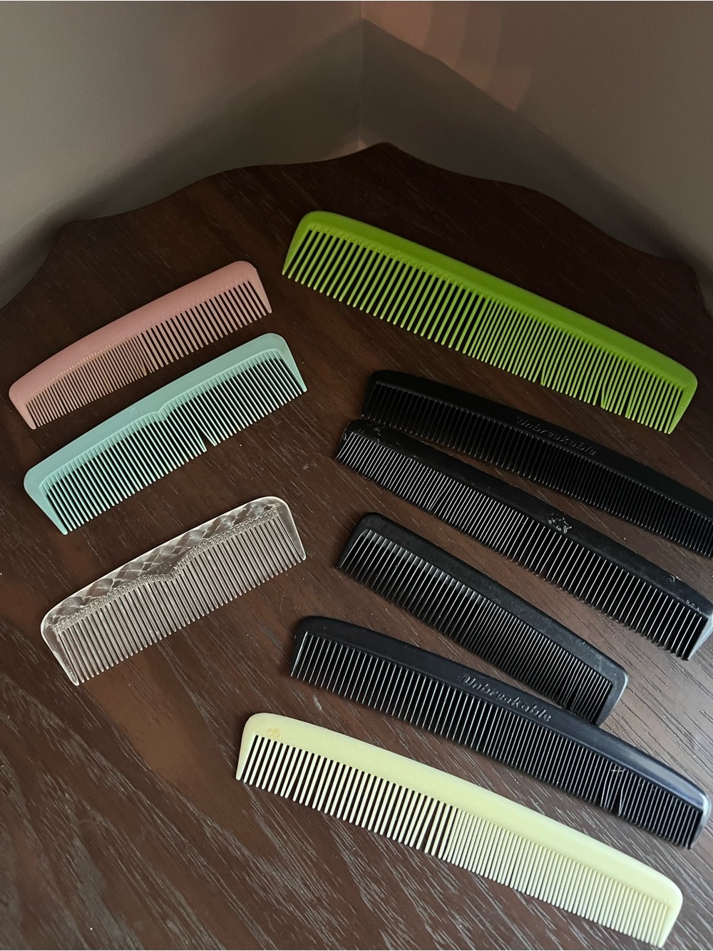 Vintage Lot 9 Lightweight Hair Combs made in USA unbreakable miscellaneous brand